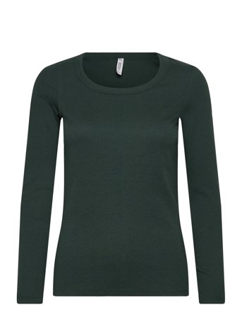 Top Ls Crew Rib Cotton Green Hunkemöller