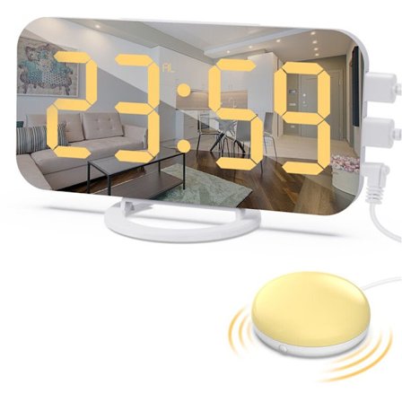Kraftig digital vekkerklokke for voksne tunge sovende med senge rister, 2 USB-ladere, justerbart LED-lys, slumre, alarm