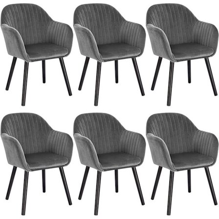 Rootz Set med 6 matstolar - Sammetsstolar - Bekväma sittplatser - Ergonomisk design - Hållbar konstruktion - Halkskydd - 81 cm x 40 cm x 40 cm
