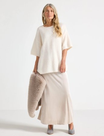 Lindex Maxi Nederdel I Velour - Beige - L