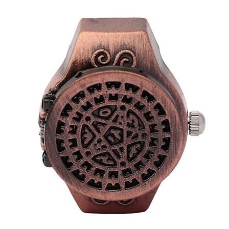 SBSGV Fingerring Klocka Flip Up Cover Vintage Finger Quartz Ringklocka för Män (Röd)