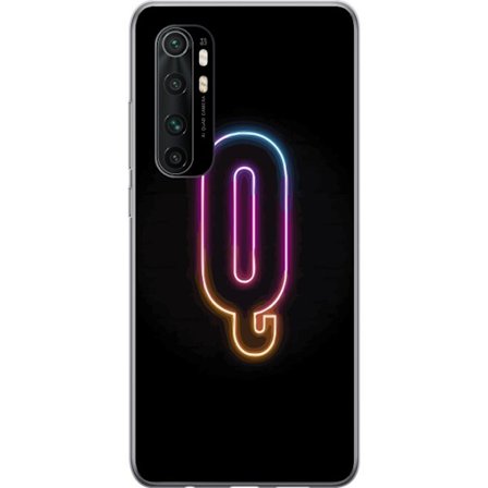 Yhteensopiva Puhelinkuori Xiaomi Xiaomi Mi Note 10 Lite Minimalistinen neonkirjain Q kirkkaissa väreissä tummaa taustaa vasten