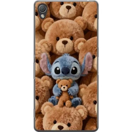 Kompatibelt Mobildeksel til Sony Xperia Z3 Stitch omgitt av brune teddybjørner med en liten teddybjørn i fanget i en søt og koselig kawaii-design