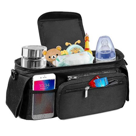 Vagnorganiserare med Isolerad Mugghållare, Avtagbar Väska & Axelrem