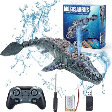 2,4G RC Dinosaur, Mosasaurus Legetøj, Dinosaur Legetøj til Drenge over 3 År, Vandlegetøj, Jule- og Fødselsdagsgave til Drenge og Piger (FMY)