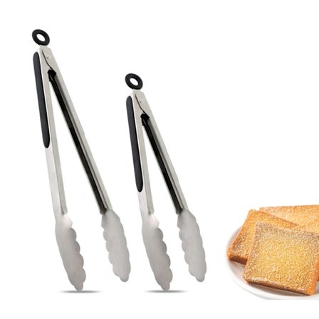 Rostfria kökstänger i rostfritt stål - 9" , Låsande matpincett i metall