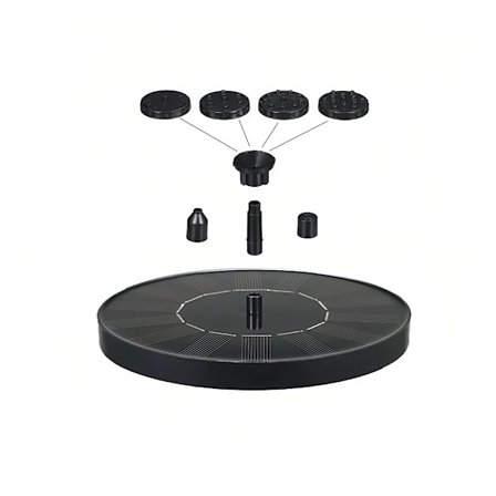 Solar fågelbadsfontänpump, solar fontän med 6 munstycken, fristående flytande solar fontänpump för fågelbad, trädgård, damm, pool, utomhus