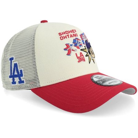 New Era - MLB Vit trucker Keps - "Hatstore Exclusive x Los Angeles Dodgers 9FORTY Chrome/Red Trucker " @ Hatstore