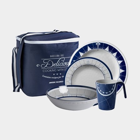 Service de table en mélamine Marine Business Pacific, blanc/bleu, 17 pièces