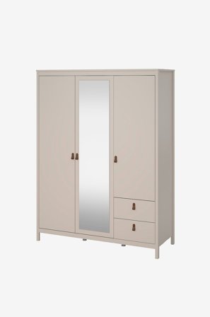 Tvilum - Madrid Garderob med 2 dörrar + 1 spegeldörr + 2 lådor - Beige - Garderober - Från Homeroom