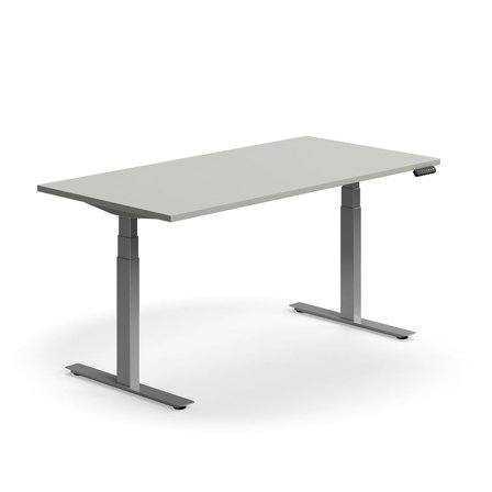 Standing desk QBUS, dual motor, straight, 1600x800 mm, silver frame, light grey
