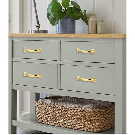 4 stk. Gylne låvehåndtak i tre, dørhåndtak i vintage-stil