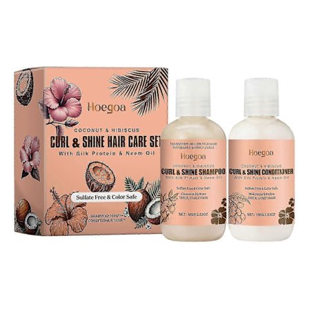 Hoegoa Kokosnöts Återfuktande Schampo Set för Rengöring, Återfuktning, Hårvård, Lockar, Elasticitetsformning och Fyllighetsformning