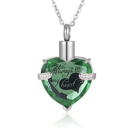 Minnessmycke Urna Halsband Hjärta Minnesgåva Hänge Askhållare Kremeringssmycke för Aska (Gräsgrön)