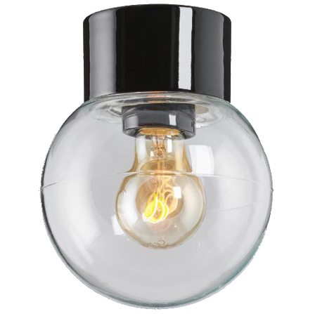 Ifö Electric Classic Glob 150 Takarmatur IP54, rak, E27, rak Svart, Belysning