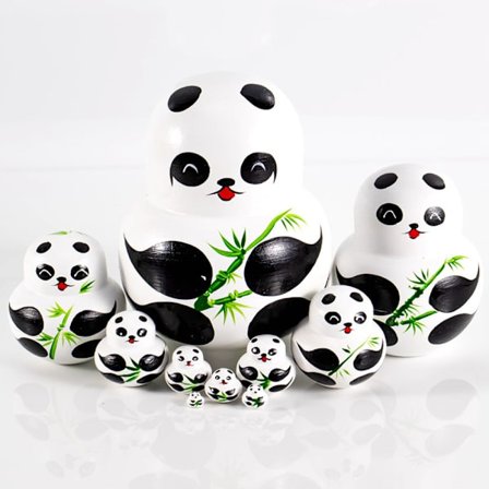 Panda Russiske Nesting Dukker Matryoshka Dukkesæt 10 Stykker til Børn Legetøj Hjem Dekoration