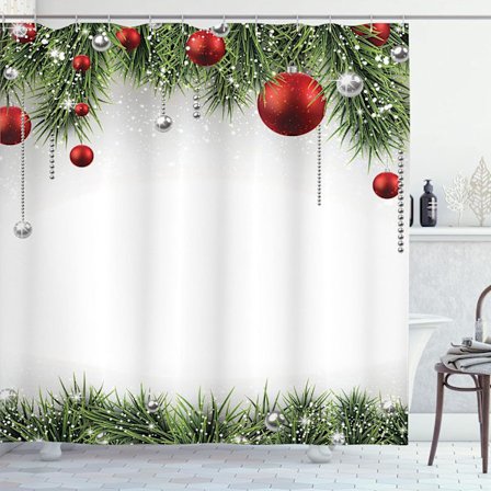 Duschdraperi med digitalt tryck av julgran