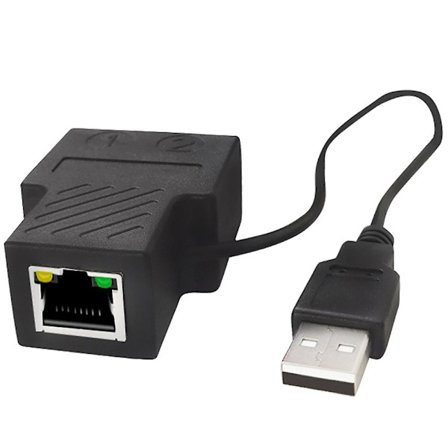 Rj45 netværkssplitteradapter, 1 til 2 dobbelt hun USB til Rj45-port