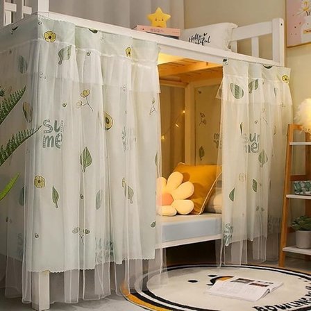 Gardin för loftsäng, studentboende, mörkläggningsgardin för barnsäng, kojgardin, våningssängsgardin, sängöverkast för pojkar och flickor i mellanhöjd