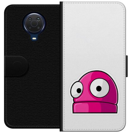 Yhteensopiva Lompakkokotelo Nokia Nokia G20 Pinkki sarjakuvahahmo suurilla silmillä leikkisässä ja humoristisessa tyylissä