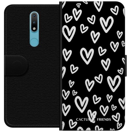 Kompatibelt Plånboksfodral till Nokia Nokia 2.4 Cactus and Friends - Handdrawn Love Chaos