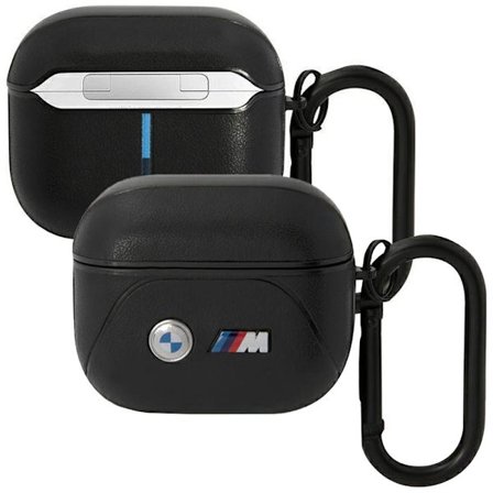 BMW BMA322PVTK veske for AirPods 3 gen deksel - svart Leather Curved Line