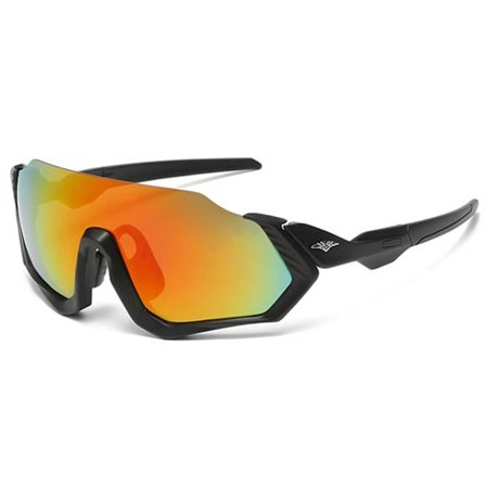 Cykelbriller sport solbriller sort rødt spejl glas