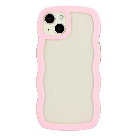 Aaltoileva ote, iPhone 15 -puhelinkotelo, PC + TPU, suojaava läpinäkyvä kuori Pink