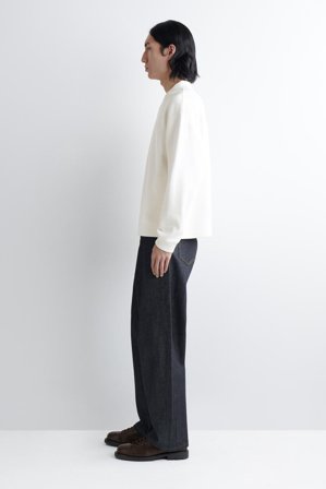 COS Men's Felpa In Cotone A Nido D'ape Con Scollo A V in Bianco