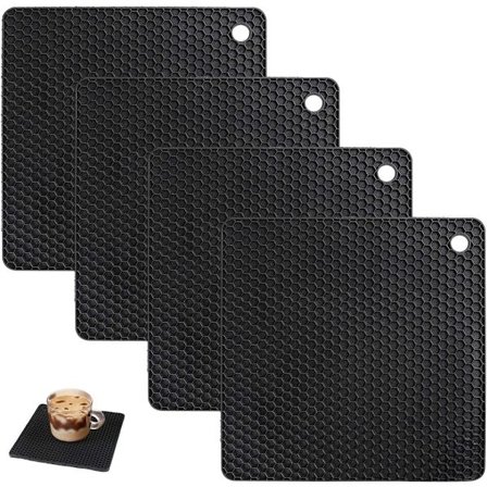 4 kpl - 18*18 cm - Pannunaluset - silikoniset pannunaluset - neliönmuotoiset pannunaluset - liukumattomat - joustavat