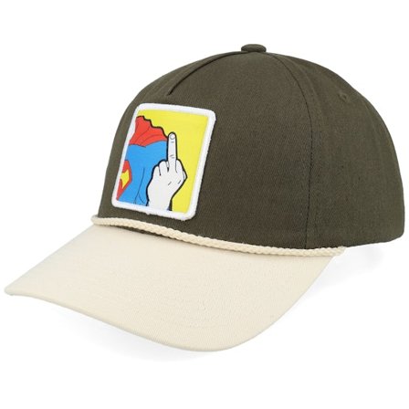 BOOM - Super Fu Patch Rope Olive/Stone Golfer A-Frame Adjustable Adjustable Green Cap - @ Hatstore