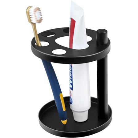 Tandborsthållare i metall för badrum - Svart