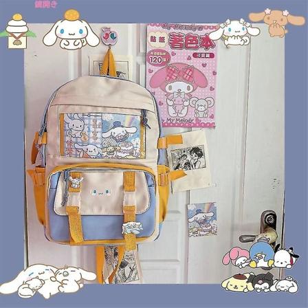 Kawaii Sanrio Mymelody Kuromi Cinnamoroll Pompom Purin Uusi Reppu Piirretty Suuri Kapasiteetti Opiskelijan Koululaukku Ulkoilureppu M