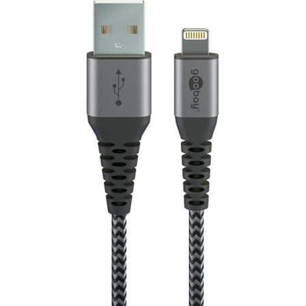 Lightning-USB-C textilkabel med metallkontakter, 2 m