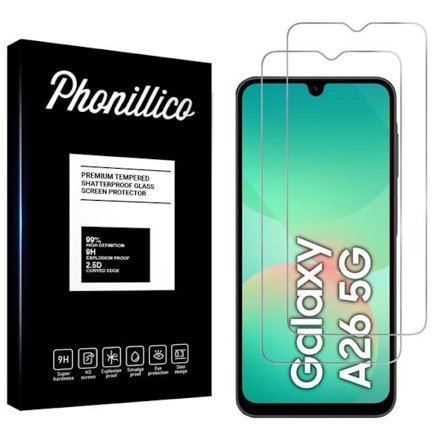 Hærdet Glas - Phonillico - Samsung Galaxy A26 5G - Pakke med 2 - Ridsefast - Gennemsigtig