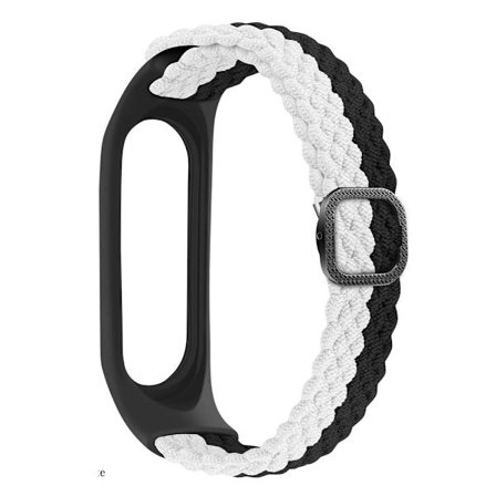 Xiaomi Mi Smart Band 6 / 5 / 4 nylonfärgad kontrast klockarmband - Svart / Vit
