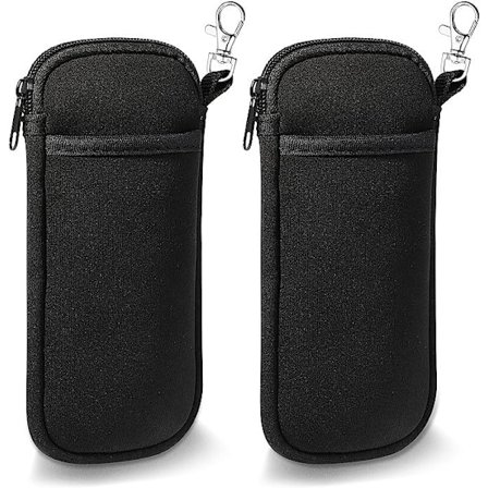 2-pak Dobbelt Blødt Brilleetui med Karabinhage, Ultralet Bærbart stof Brillepose med Lynlås