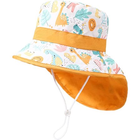 Solhatt for barn, sommerhatt for barn, strand, lekeplass, UV-beskyttelse, myk, pustende, justerbar bomullshatt