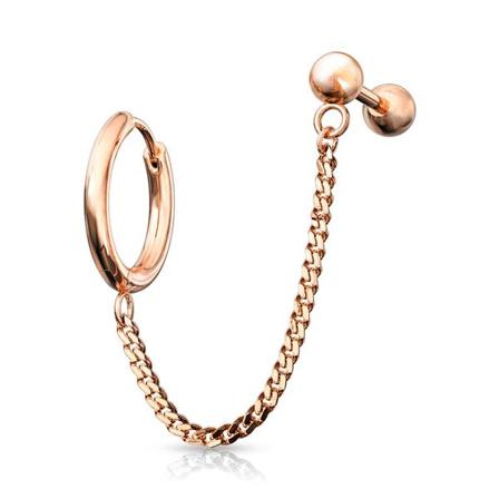 Tragus Linked kjede med Hoop øredobber i IP-316L kirurgisk stål