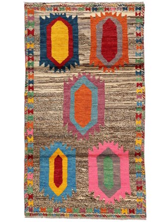 Hand Knotted Berber Colourful Rug 109X198 Wool Brown/Dark Red Small