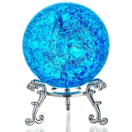 40 mm krystallkule med issprekk-design, blå glasskrystallkule, krystall Fengshui-kule for hjem, bryllup, kontor, akvariumdekor