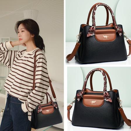 Kvinder Dame Håndtaske Blødt læder skuldertaske Stor kapacitet Alsidig Fashion Messenger Bag Black