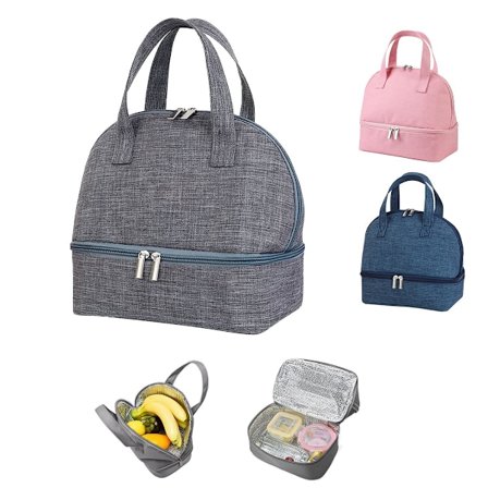 Frokosttaske isoleret taske, lille sammenklappelig køletaske til arbejdsskole, picnictaske til kvinder, voksne, studerende og børn