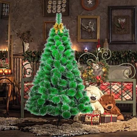 HENGMEI 180 cm konstgjord julgran tall julgran med metallställ julfestdekoration, snöig