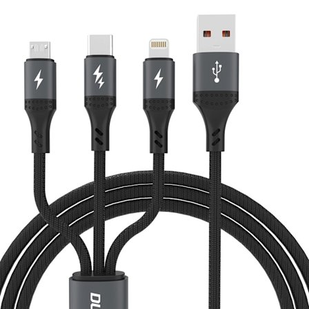 Dudao 3i1 USB-kabel 60W med MicroUSB / USB-C / Lightning