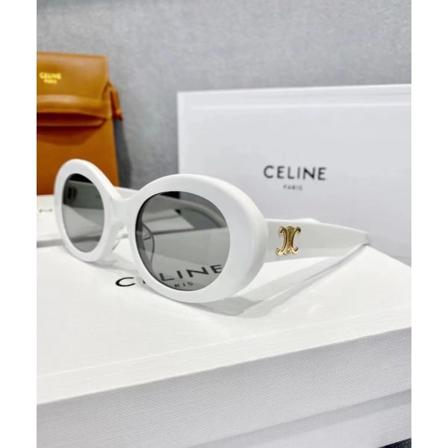 Högkvalitativa Celinn Selin Internet Celebrity Arc De Triomphe Solglasögon Golden Logo Oval Solglasögon Cl40194u i lager White 52*22*145
