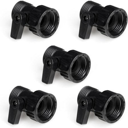 5-pack 3/4-tums trädgårdsslangventil i plast, avstängningsventil för trädgårdsslang, vattenavstängningsventil, kulventil för teleskoprör, 