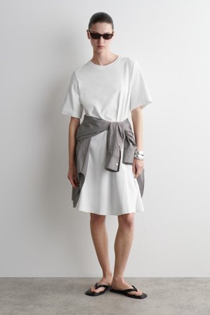 COS Women's Kort T-Shirtklänning Med A-Silhuett in Vit