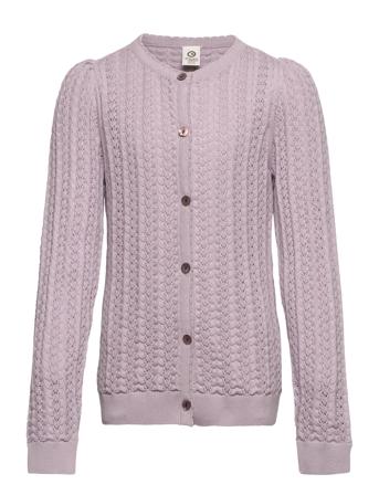 Knit Needle Out Cardigan Strikkegenser Cardigan Lilla Müsli By Green Cotton*Betinget Tilbud