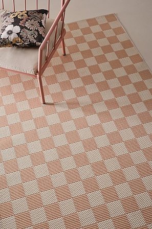 Jotex - Udendørs Tæppe Polypropylen Rosa Ternet MARTA Køb Udendørstæpper hos Jotex